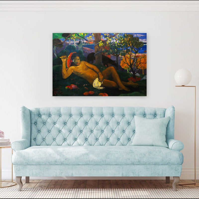 The King'S Wife Classic Colorful Abstract Spring Summer Wall Art Print by Paul Gauguin - Wrapped Canvas Print