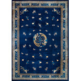 Hand Knotted Wool Area Rug in Blue