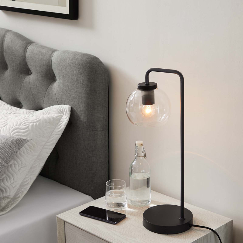 Modway Silo Glass Globe Glass and Metal Table Lamp, Black