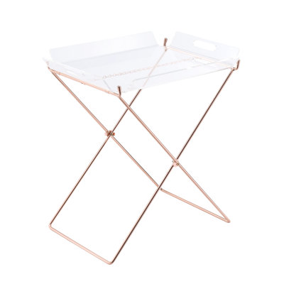 Table en acrylique transparent avec plateau de base luge à la mode pour la chambre à coucher