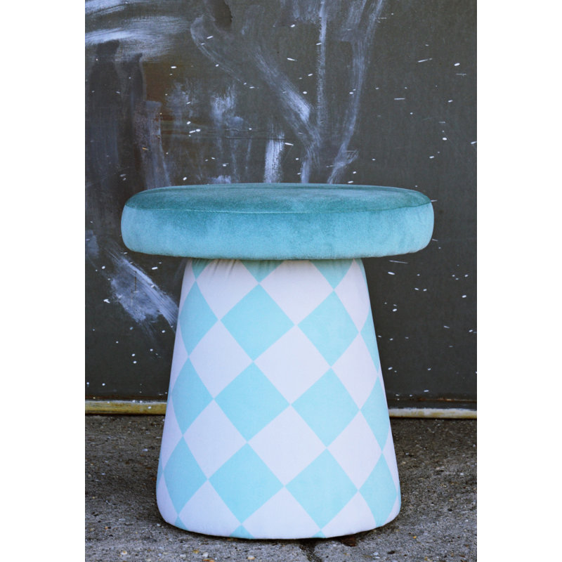 Solid + Manufactured Wood Accent Stool, Mint/White