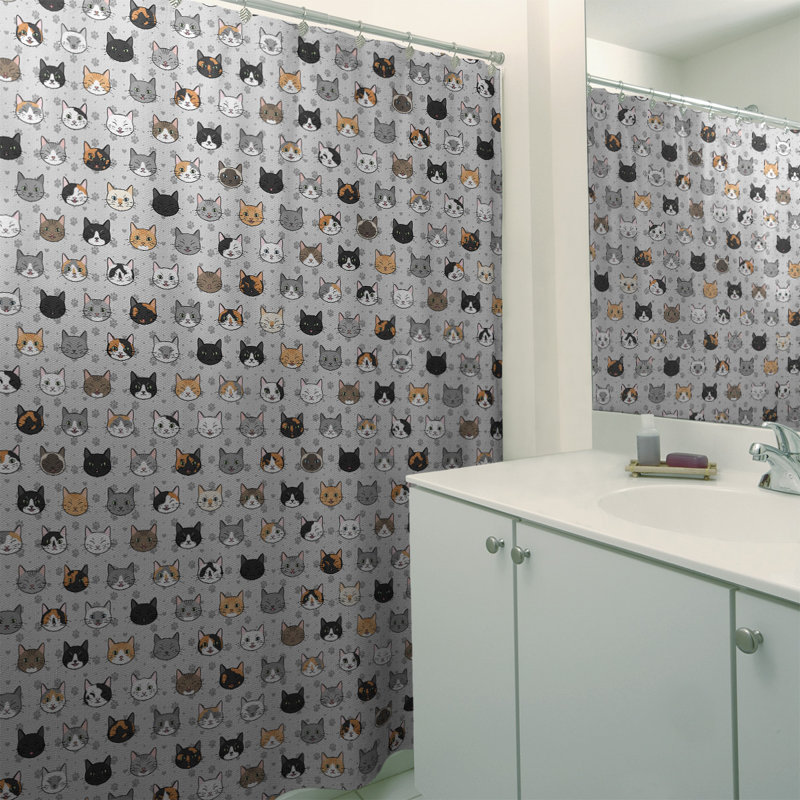 Rideau de douche simple Kitty Cat, Gris