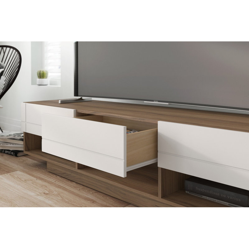 Meuble télé avec 3 tiroirs pour téléviseur de 78 po ou moins Frankel , Brun clair, 78"