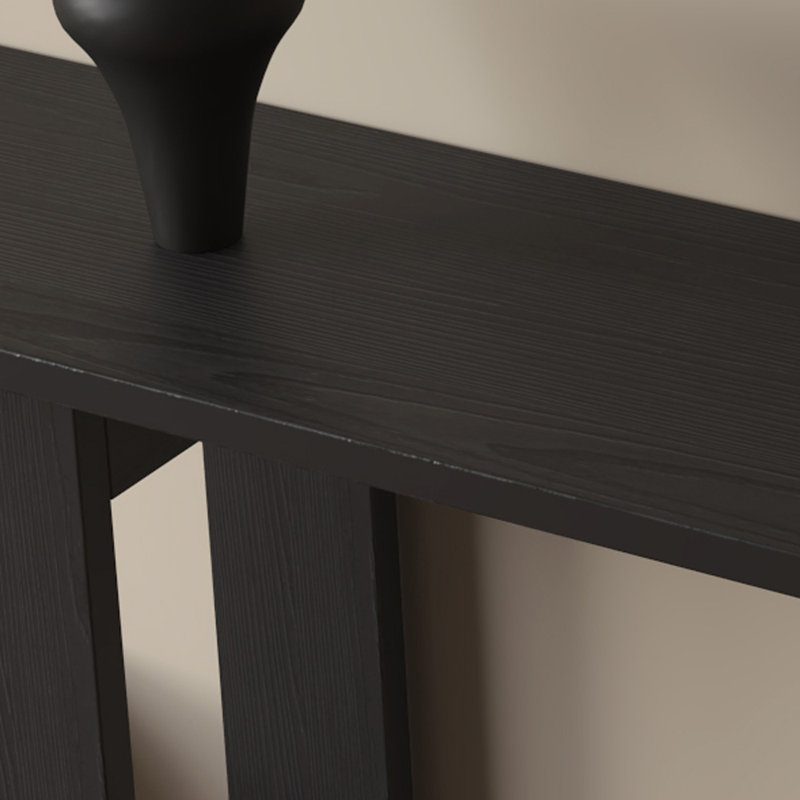 Console Mid-Century moderne en bois massif, H 31,5 po x l 63 po x P 13,8 po, Noir, noir, noir, noir