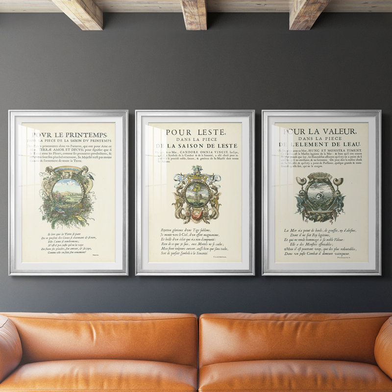 Ex-libris imprimé V - encadré sur mesure de qualité supérieure - 3 pièces, Argent argent, H 21 po x l 30 po