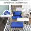 Chaise bleu foncé avec grand siège d'extérieur pour terrasse, cour, cour avant, jardin, patio, haut dossier et confortable en bleu