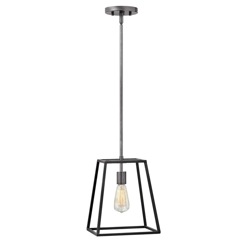 Fulton One-Light Stem Hung Minimalist Pendant, Aged Zinc, 12.5" H x 10" W x 10" D