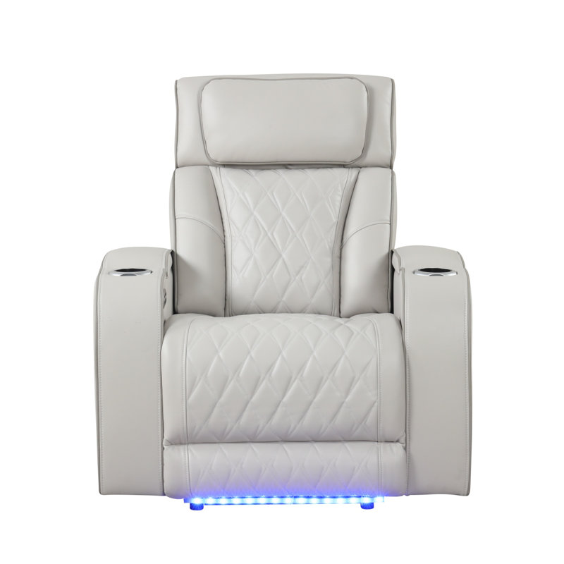 Fortuner Modern Style Upholstery Recliner Chair With Wood Frame And Integrated Massage Function, Beige
