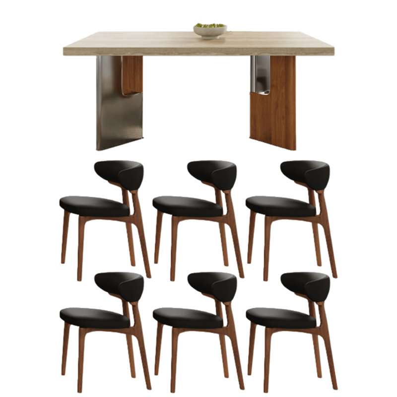Medellin, 7 pièces : table, 6 chaises, H 29,53 po x l 55,12 po x P 31,5 po, Beige