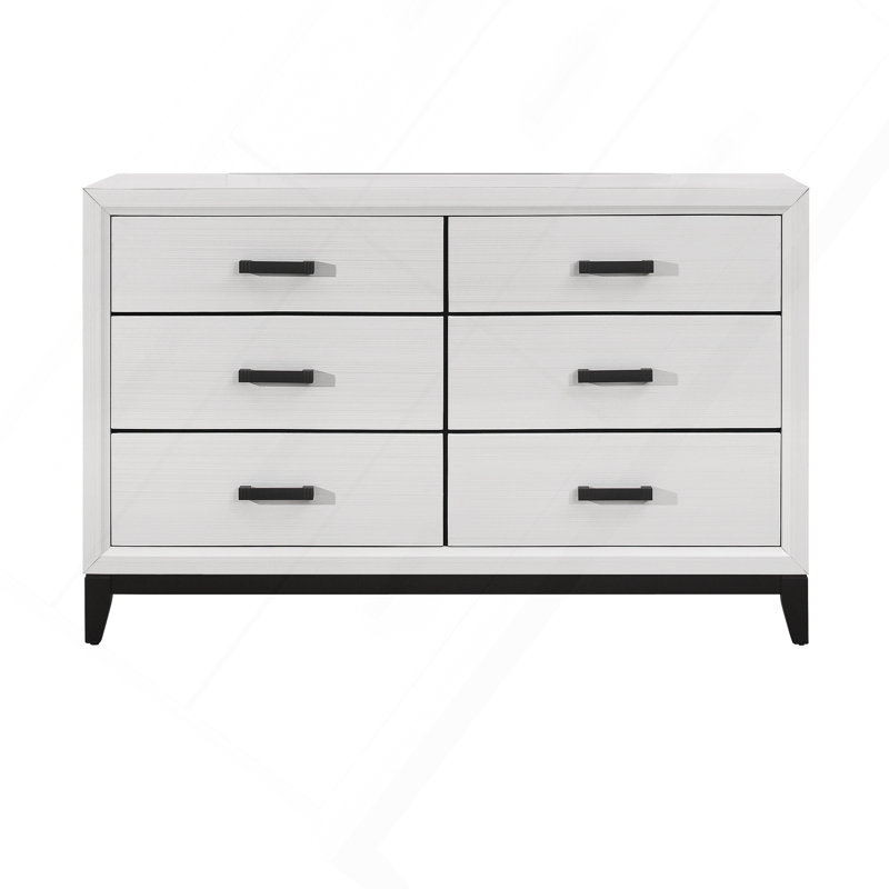 Commode de rangement avec tiroirs pour chambre à coucher moderne, commode avec rangement pour espace de vie, Blanc/Noir