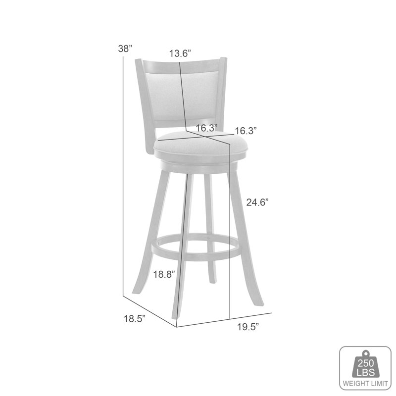 Tabouret de bar à hauteur de comptoir pivotant en bois Aiden, Gris, 1, Tabouret de comptoir (siège d'une hauteur de 24,6