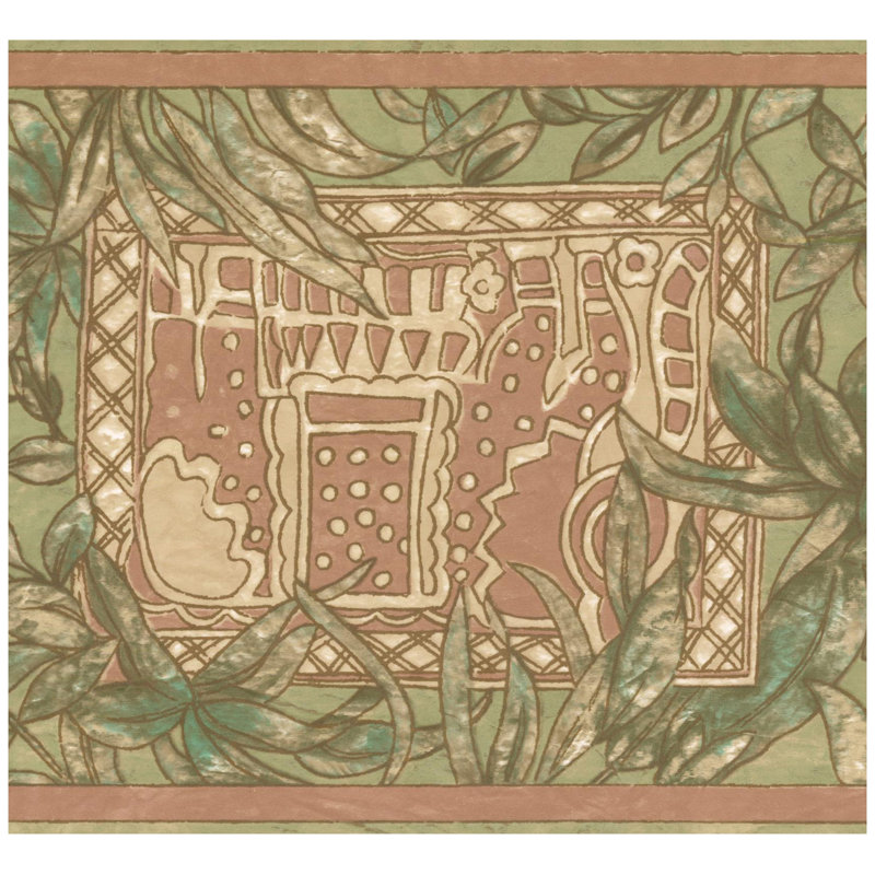 Bordure de papier peint Buckwalter L 15 pi x l 8 po, Vert clair