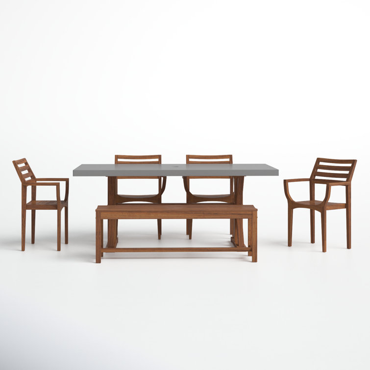 Fleur 74'' Rectangular 7 - Person Outdoor Dining Set