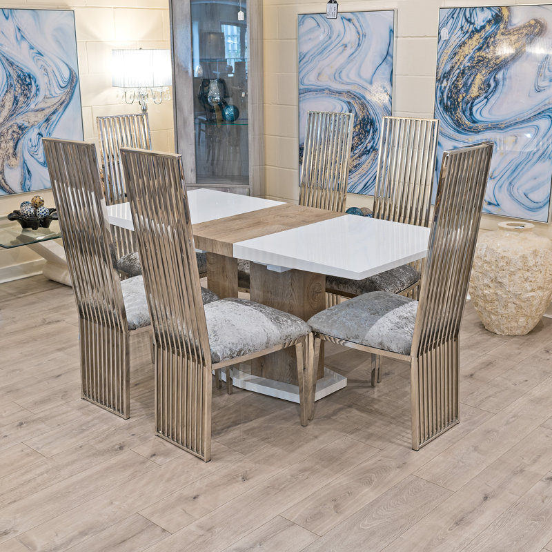 Spiers 6 - Person Butterfly Leaf Dining Set, Silver