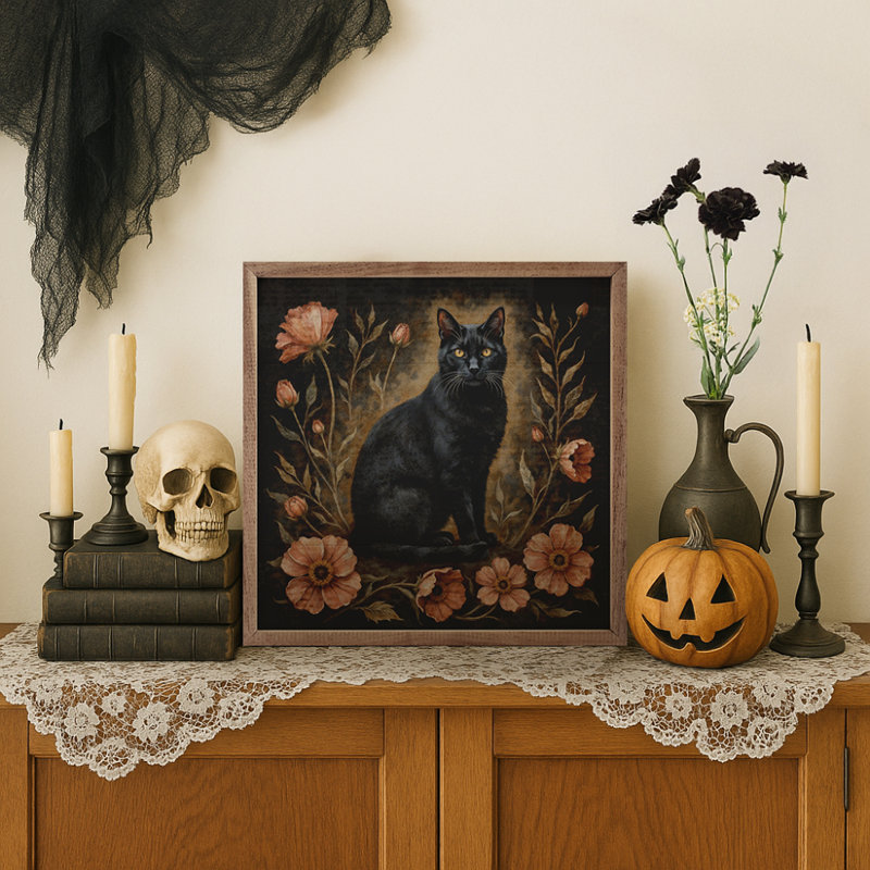 Chat floral d'automne