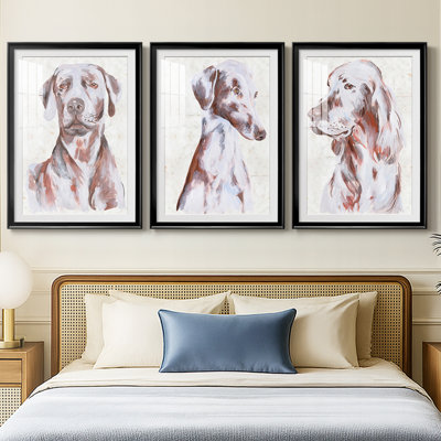 Sitting Dog I  -Custom Framed  Premium Print W Matt - 3 Pieces