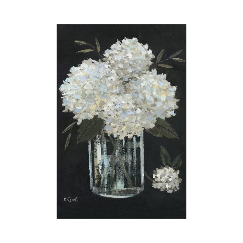 «White Hydrangeas II» par Kate Sherrill, reproduction d'art sur toile tendue, H 26 po x l 18 po x 1,5 po