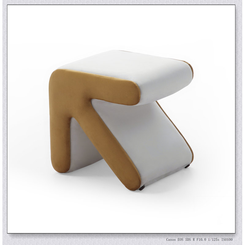 Upholstered Velvet Sofa Stool Kids Stool Shoe Bench Footrest Footstool, Beige