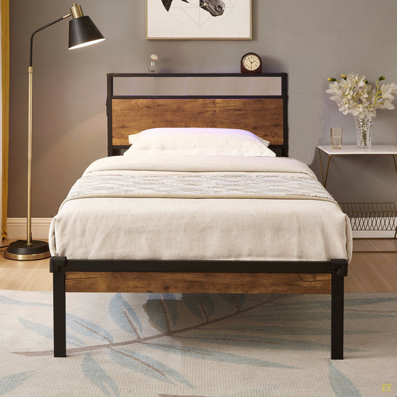 Platm Bed Frame With USB LINER