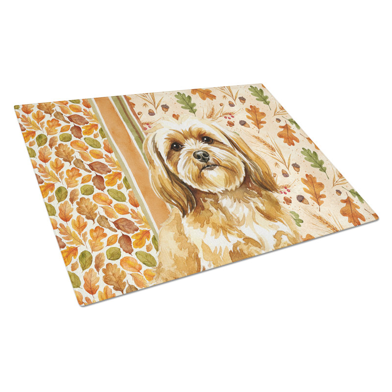 Planche à découper en verre doré Lhasa Apso Heirloom