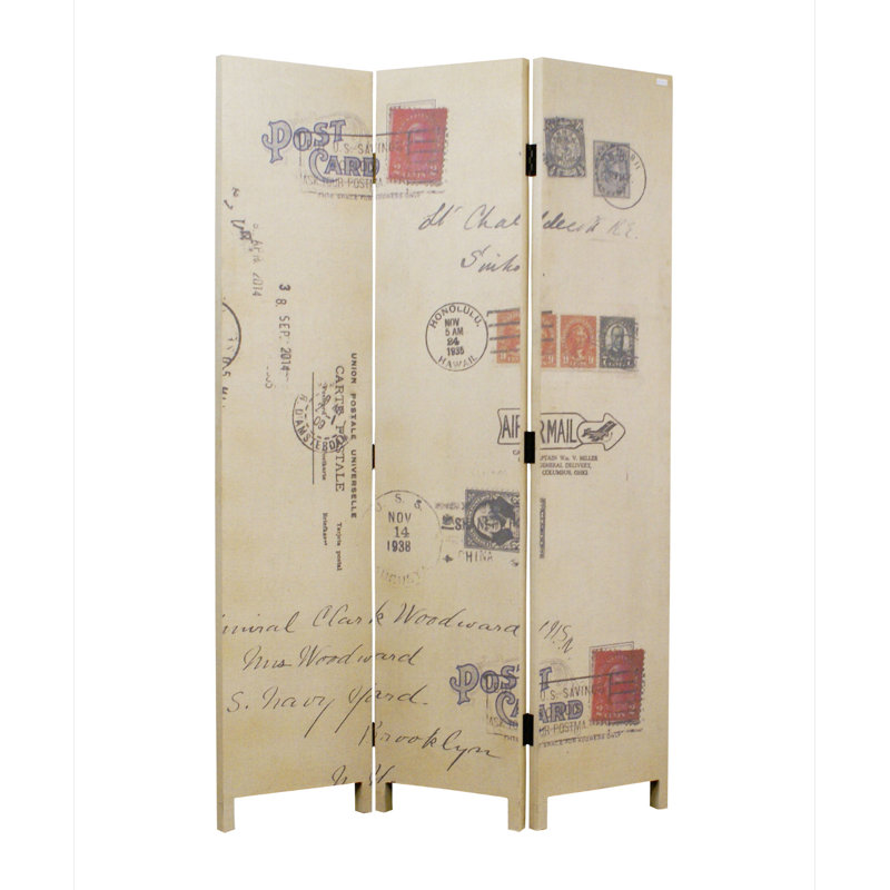Hendrickson 50'' W x 71'' H 3 - Panel Solid Wood Folding Room Divider