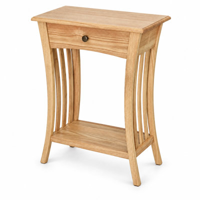 River Birch Curved Leg Hall Table, Oak Finish, Slim Wooden Console Table with Curved Legs