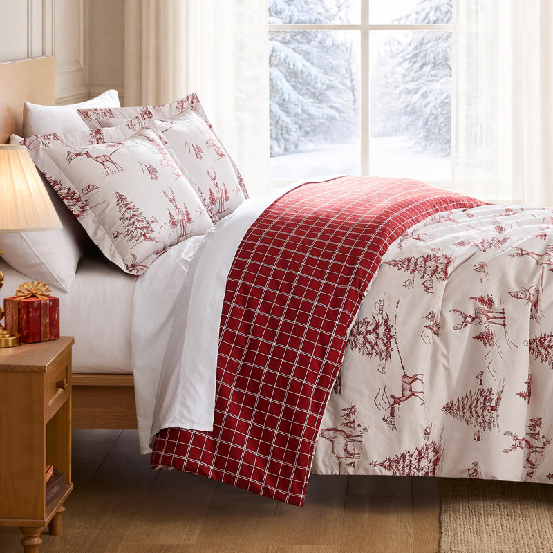 Southshore Fine Linens Winterwood Christmas King/California King 3-Piece Duvet Cover Set, Ultra Soft Microfiber, 1 Duvet Cover & 2 King Shams, Hidden Zipper & Corner Ties