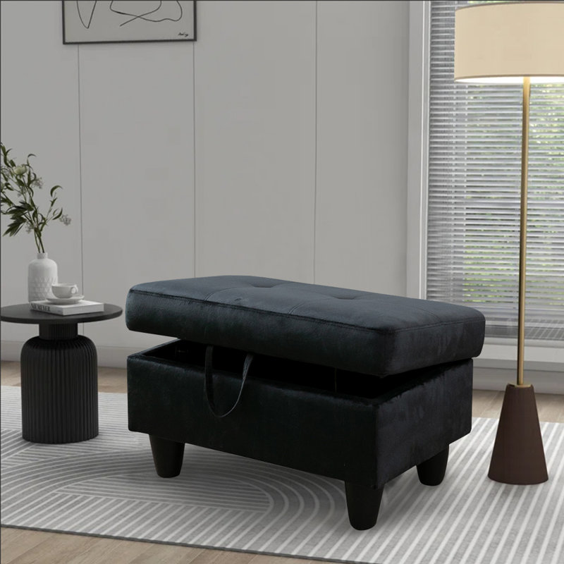 Upholstered Ottoman, Black
