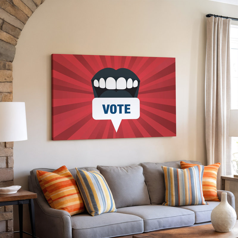 Toile, "Design A Bold", impression graphique mettant en vedette un gros plan d'art mural, une bouche grande ouverte avec des dents d'un blanc éclatant, rendues parfaites pour un art mural sur toile