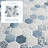 11.7" x 10.2" Hexagon Recycled Glass Cement Blue Floor & Wall Mosaic Tile-88087454