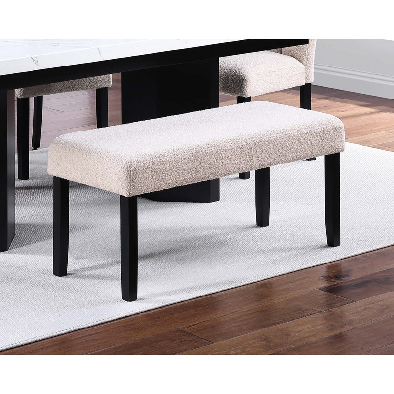Classic 1Pc Dining Bench With Soft Fabric Upholstery, Black Tapered Legs, 41" X 16" 19" H For Room In And Neutral Colors, Upholstered Fabric, Modern Design