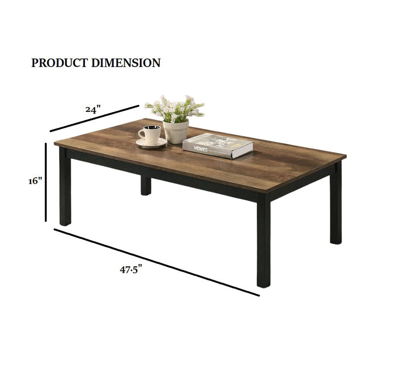 Ensemble de tables 3 pièces de style contemporain 1 table basse 2 tables de bout 2 pièces, Brun, Bois