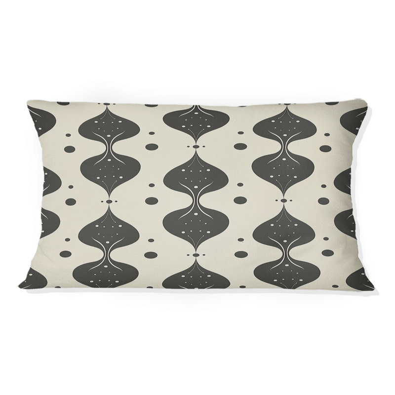 Coussin lombaire Mid-Century noir et beige