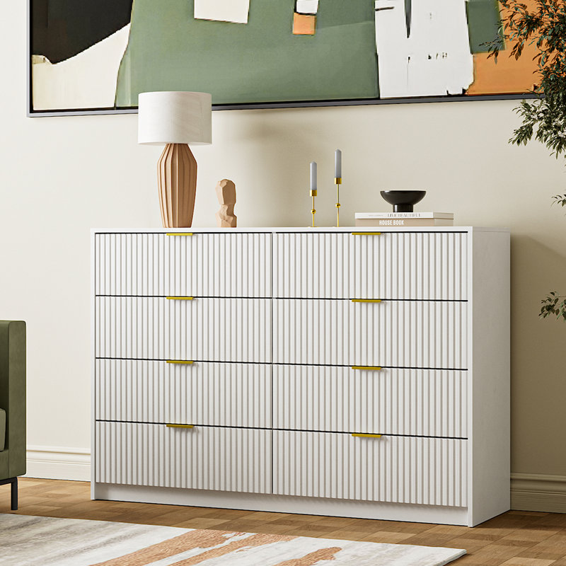 8-Drawer Double Dresser, 55" W, White