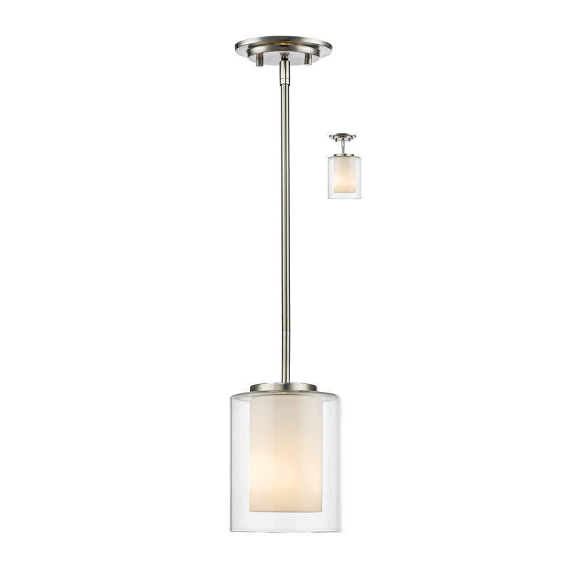 Luminaire suspendu bocal unique 1 lumière Arie, Nickel brossé