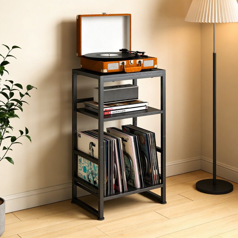Manufactured Wood,Metal 71cm H Media Shelves, Black