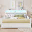 Structure de lit en rotin avec lumières DEL et tête de lit avec rangement, lit plateforme avec barrières de sécurité-128949021-128949020