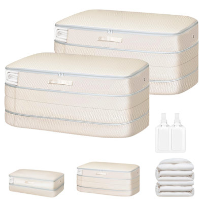 Comforter Storage Bag - Large Capacity Bedding Storage Bags Ultra Space Saving Self Compression Organizer, Washable Compression Bags For Storage Comfo
