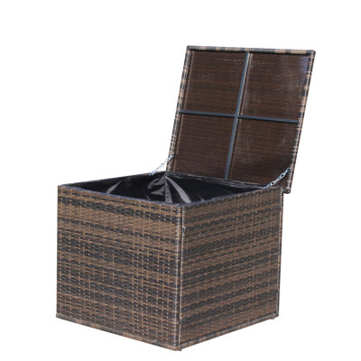 Boîte de rangement pour meubles de patio en osier (brun)