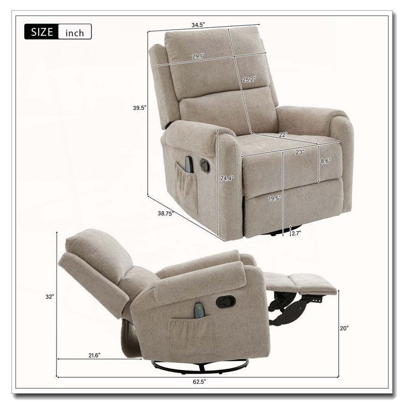 Fauteuil inclinable manuel avec massage, Gruau