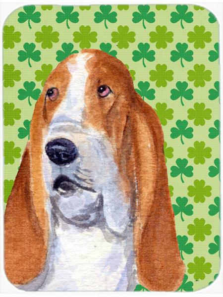 Planche à découper en verre st. patrick caroline the the basset hound st. patrick Shamrock Lucky Irish