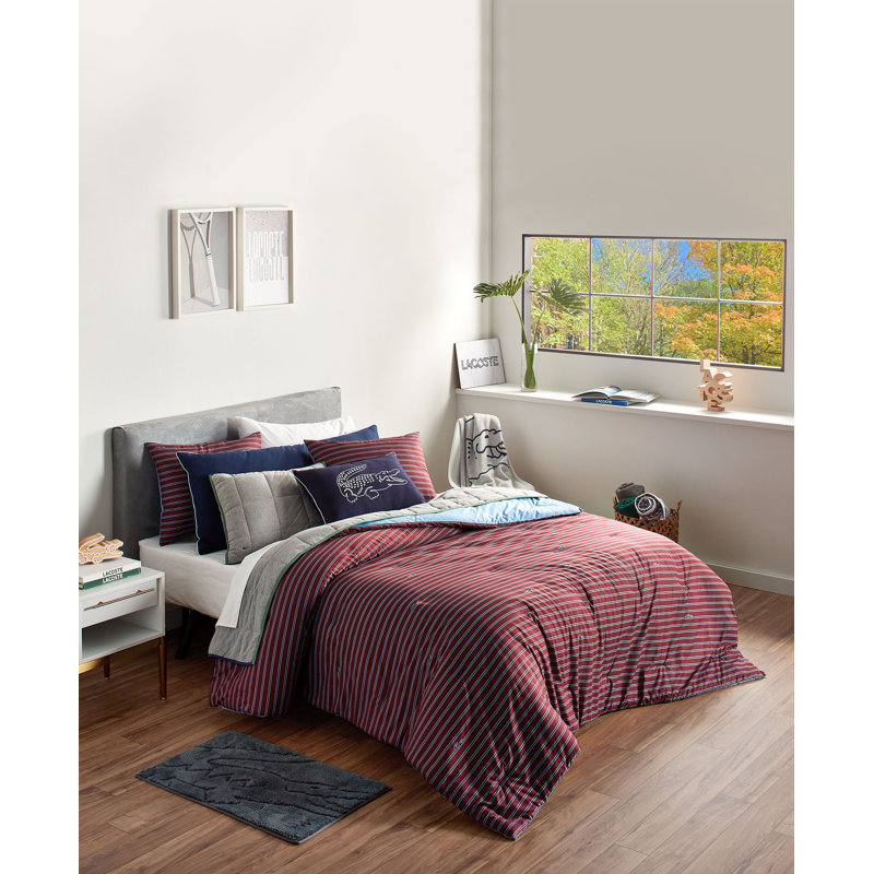 Lacoste Lindenwood Comforter Set, Red, King Comforter + 2 Shams