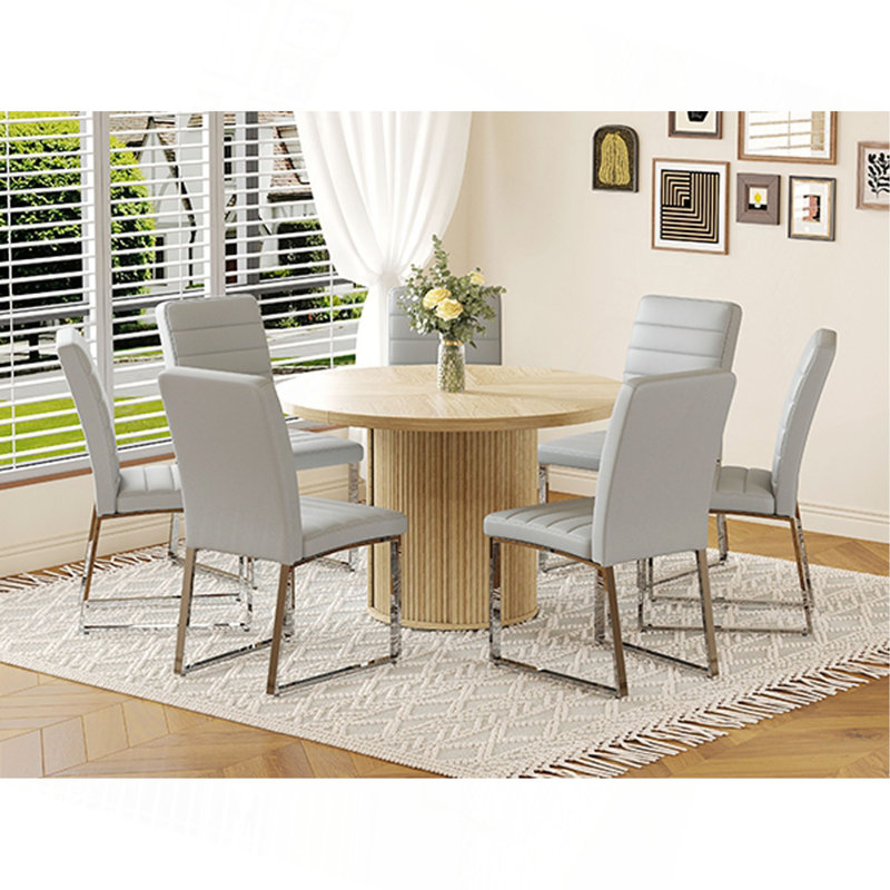 Ensemble de chaises de salle à manger rembourrées en polyuréthane avec table à colonnes romaine ronde, rangement inclus, convient aux restaurants / cafés