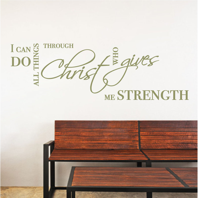Décalcomanie murale "i can do all things" biblique quot, Olive, H 9 po x l 36 po x P 0,01 po