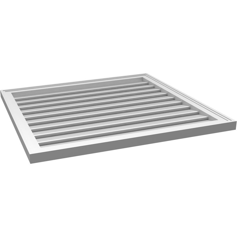 Évent à pignon fonctionnel en uréthane rectangulaire à fixation en surface, brun clair apprêté, H 32 po x l 34 po x P 1,5 po