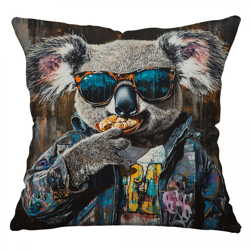 Coussin Koala, coussins en sergé de coton animal, Carré 14 po
