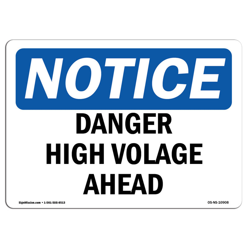 Enseigne danger haute tension au-dessus