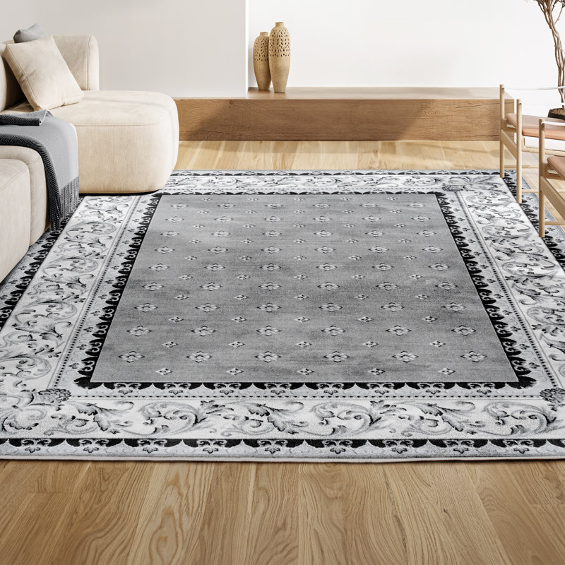 Tapis gris / crème Devyn, Rectangle 5 pi 3 po x 7 pi 6 po