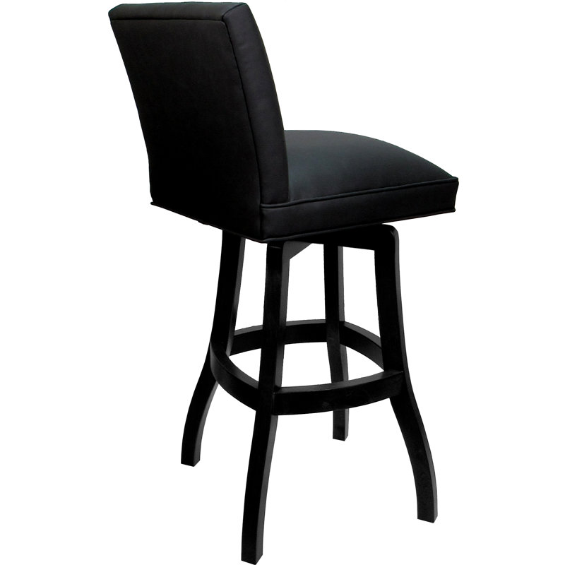 Tabouret de comptoir pivotant en bois massif sur base en S, Siège noir / base noire