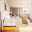 White Boucle Floating Bed With Light
